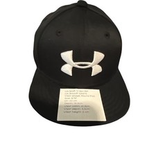 Under Armour Black Flat Brim Baseball Cap Hat UA270 Logo S/M Y-6H-RF