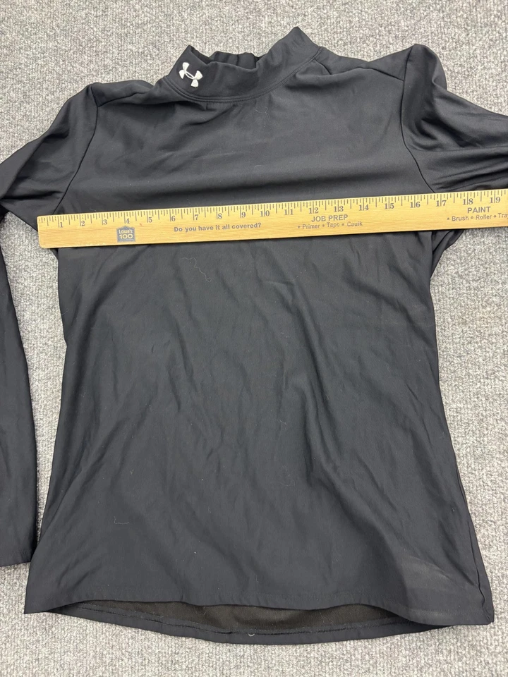 Under Armour Shirt Womens XL Black Mock Neck Compression Base Layer Long Sleeve - Image 3 of 4