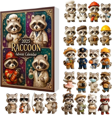 24-day Christmas countdown Advent calendar, raccoon motif, 24-day countdown cale