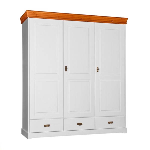 KleiderschräNke Landhaus Garderobe Kleiderschrank Holzschrank Xxl Schrank Regal-image