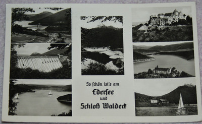 AK. Edersee, Schloß Waldeck. BM Mi Nr: 165 Nach Bielefeld am 22.9.1953 (12.920)
