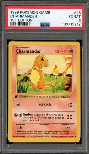 Pokemon Charmander Base Set Shadowless 1st Edition #46 PSA 6