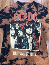 AC/DC Highway to Hell Shirt Bleach Dye MEDIUM