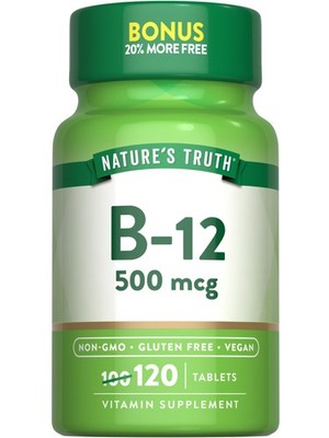Nature's Truth Vegan B12 500 mcg 120 Count Tablets Non GMO Gluten Free