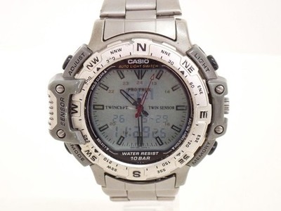 CASIO PRT-500T PRO TREK Herrenuhr Quarz silber graues Zifferblatt 51 mm...