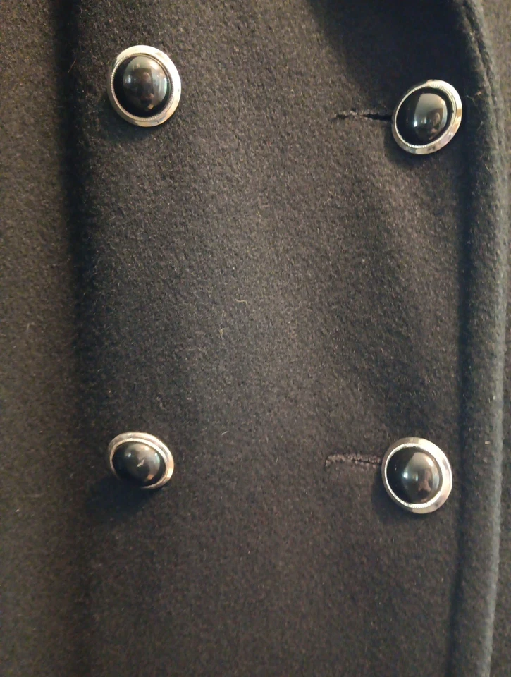 Vintage Jofeld by Forstmann Wool Blend Pleated Trench Coat Black Size 18W Double - Image 3 of 4