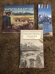 Lot Of 3 Vintage Wyoming Travel Brochures And Highway Map, 1955-57