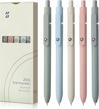 FIOVER Gel Pens, 5pcs 0.5mm Quick Dry Black Ink 1 Count (Pack of 5), Morandi 