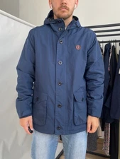 Fred Perry Hooded Mountain Parka Navy Blue Rain Jacket Mens Size Large