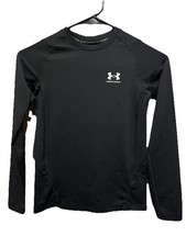 Under Armour Boys Heatgear Long Sleeve Fitted Shirt, Black, YMD NWOT