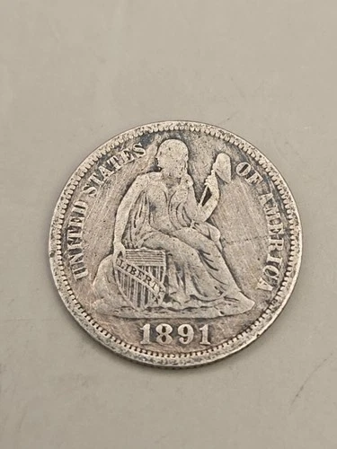 1891 Seated Liberty Silver Dime 10C - Philadelphia Mint