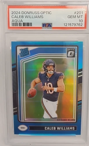 2024 Donruss Optic Caleb Williams Aqua PSA 10 Chicago Bears /299 Rated Rookie