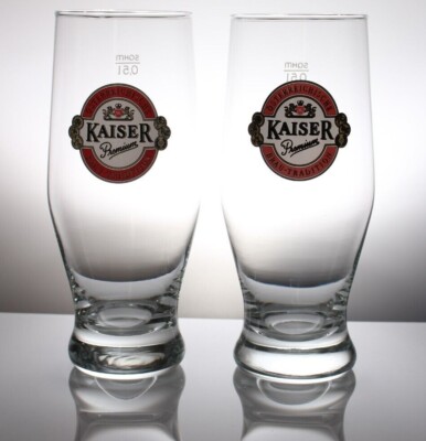 2er Set Vintage KAISER Premium Austrian Biergläser 0,5L