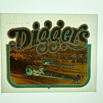 Original VINTAGE 1970s Heat Transfer | Diggers Drag Racing | Bundle of 3