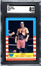 1987 Topps #1 Bret Hart WWF (Rookie Card RC) SGC 8 NM/MT