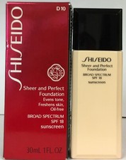 Shiseido Sheer & Perfect Foundation SPF18 D10 Golden Brown 1 oz Boxed New
