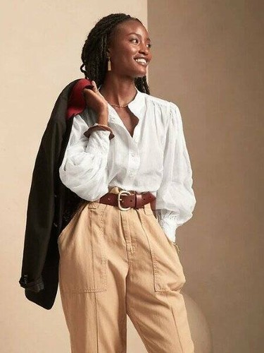 LONG SLEEVE RAMIE POPOVER BLOUSE SHIRT 