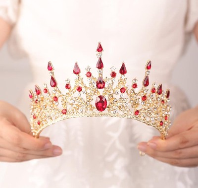 Wekicici Gold, Red Crown Tiara Women Bridal Prom Birthday