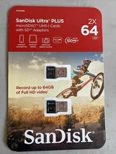 SanDisk Ultra PLUS 64GB microSDXC UHS-I Memory Cards with SD Adapters (SET OF 2)