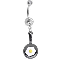 Fried Egg On A Black Frying Pan Dangle Belly Ring on sale Fried Egg On A Black Frying Pan Dangle Belly Ring on sale