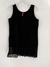 Ruby Ribbon Women's Lace Extender Tank Top Tunic Pullover Blouse Black MEDIUM