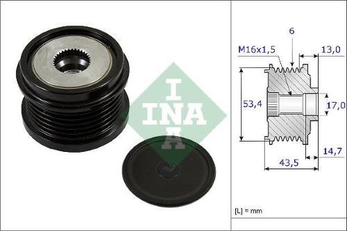 Mv tek 305841130 puleggia asse ruota libera 43x35x11mm motori brose a