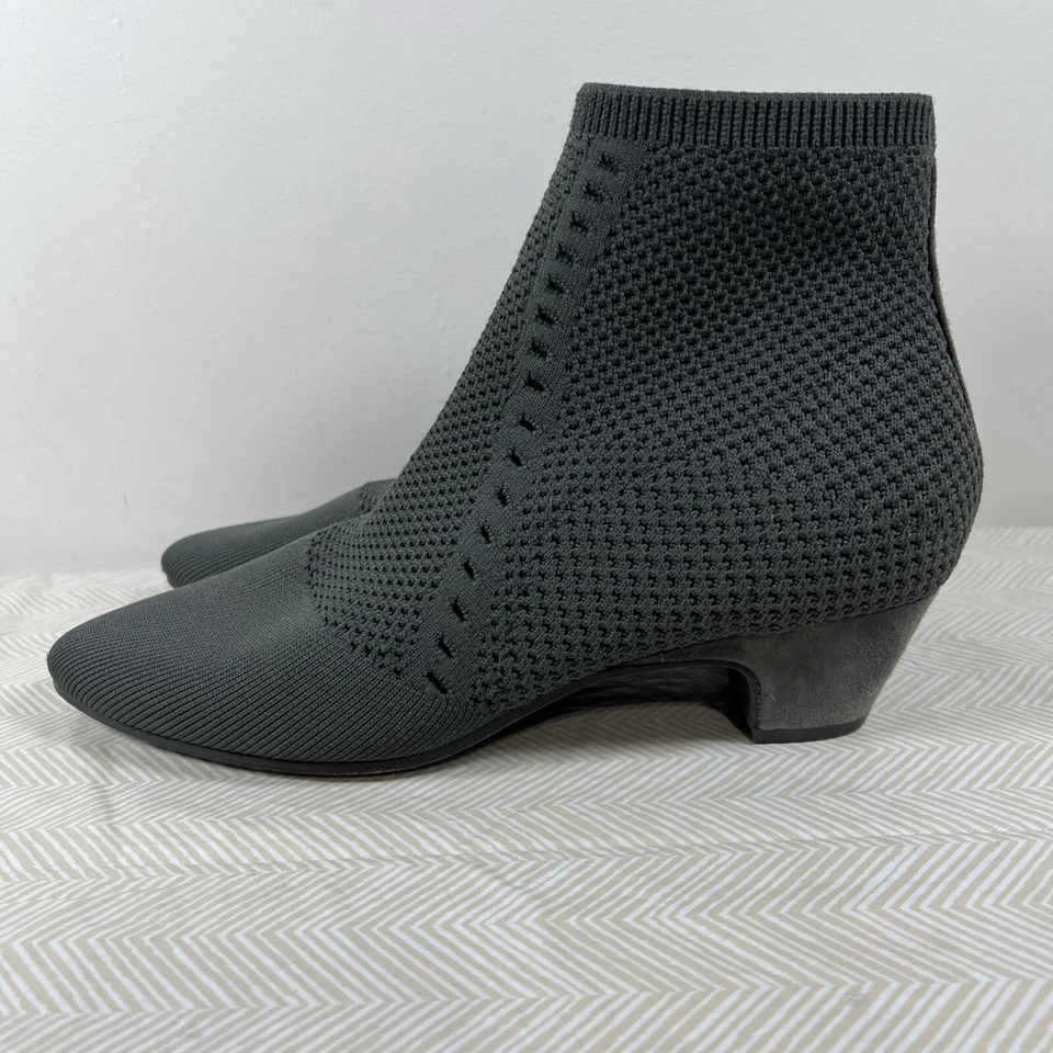 Eileen Fisher Womens 8.5 Sock Boot Gray Purl Stretch Knit Ankle Bootie Recycle - Image 4 of 4
