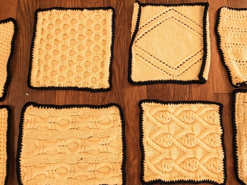 Lote 19 Cuadrados Abuela Muestra Diferentes Crochet Amarillo Negro - Imagen 5 de 16