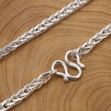 Solid 999 Fine Silver Wheat Link Chain Necklace 3.5mm 4.3mm Width 19.7"- 27.5"