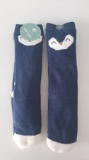 Barnes  Noble Warm Socks Faux Sherpa Lining kids 3-6 years Penguin non-slip