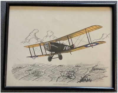 BRISTOL FIGHTER (BRISFIT),KRIEGSFLUGZEUG,VINTAGE GERAHMTER DRUCK.28 x 22 cm.TOP ZUSTAND