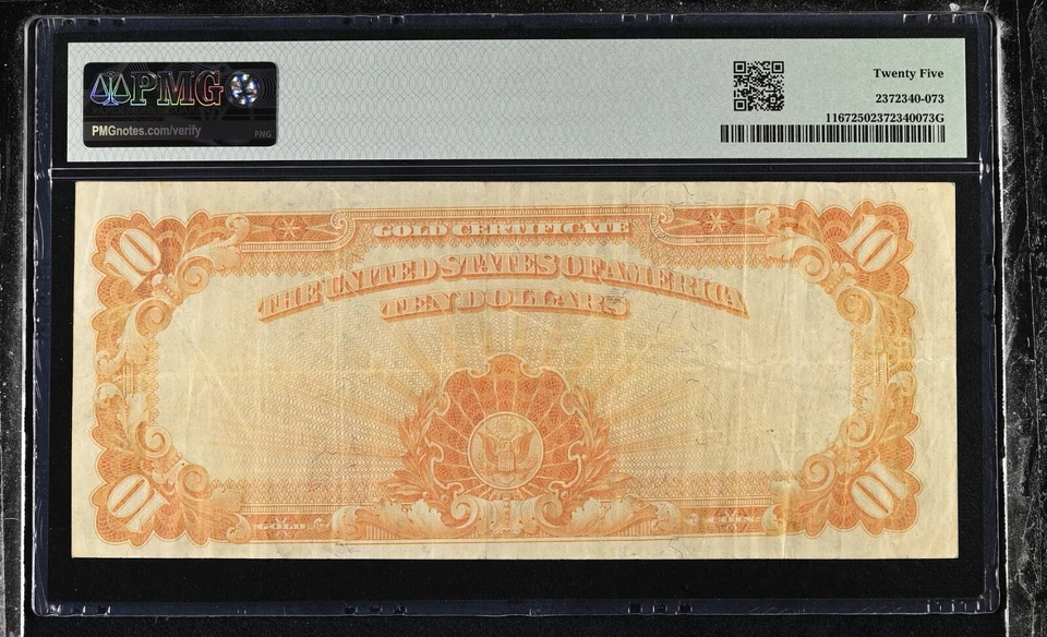 1907 $10 A2149186 PMG 25 Gold Seal, Vernon / Treat - Image 2 of 2