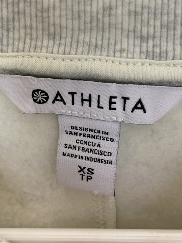 Felpa Athleta Crop donna XS grigia manica lunga pile nuova con etichetta $89 - Foto 3 di 7