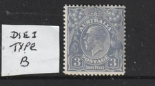 STAMPS AUST  KGV  3dBLUE  DIE1a  TYPE  B  S  MULTI  13.5    MLH