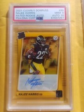 2021 Clearly Donruss Najee Harris Rated Rookie RC Auto PSA 9 Gem Mint 10 on Auto