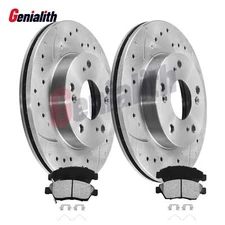 Front Drilled Rotors Ceramic Brake Pads for 2006 2007-2011 Honda Civic Hybrid-L