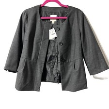 J Crew Factory Wool Pleated Peplum 3/4 Sleeve Jacket Blazer Gray Size 2 NWT