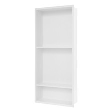 Recessed Shower Storage Shelf for Bathroom 304 Stainless Steel 3 Tiers White