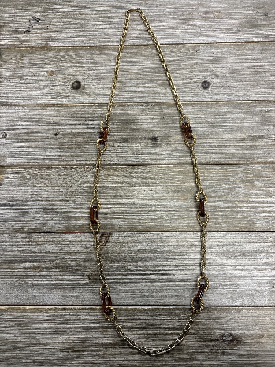 Rare Vintage Gold-Tinted Chain Necklace Dauplaise Patent 3427891