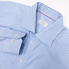 Eton Contemporary Dress Shirt Men's 16.5 (42) Long Sleeve Blue Striped Business