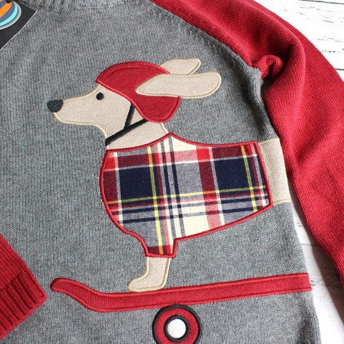 Jarvis Archer Boy's Winter Sweater Beanie Hat Set Size 5 5T Red Gray Puppy Dog - Picture 3 of 5