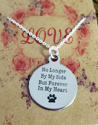 New Pet Memory Necklace Rainbow Bridge Paw Print Dog Cat Pet Loss ...