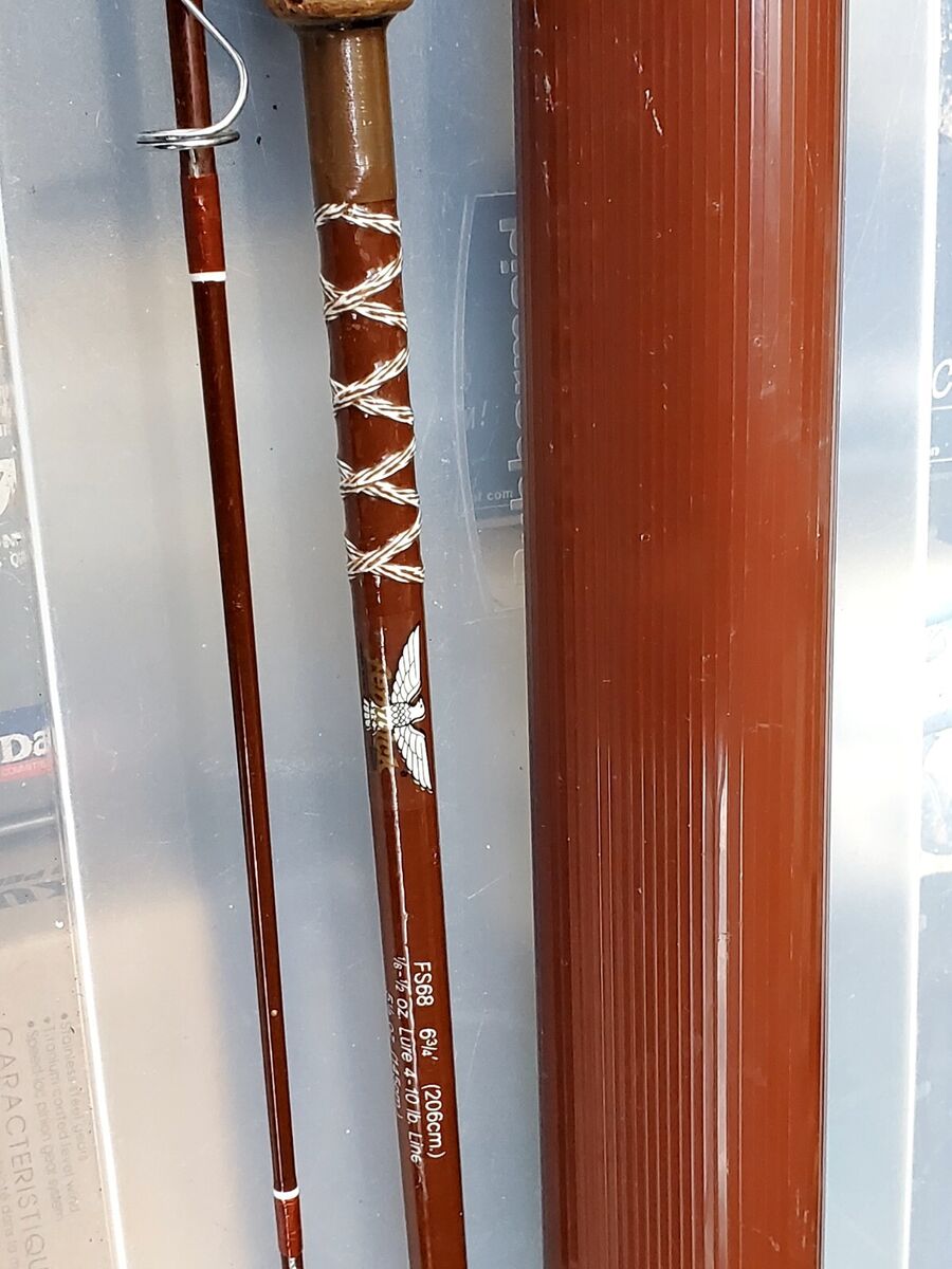 Vtg Fenwick FS68 6.75' 4-10lb Fiberglass Spinning Rod W/tube Vtg Fenwick FS68 6.75' 4-10lb Fiberglass Spinning Rod W/tube