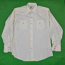 True Vintage Mesquite Western Shirt Men 17/35 Beige Made In USA Pearl Snap