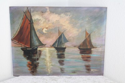 Ölgemälde Albert Stolz Bozen/Bolzano 1875    1947 * Segelboote * Südtiroler M.