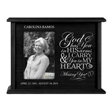 Custom Cremation Urn for Human Ashes Holds 200 cu in w/ 4x6 Photo - God Has You