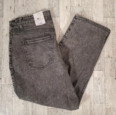 Time & Tru Jeans Womens 12 or 14 High Rise Straight Crop Black Acid Wash NEW