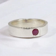 Ruby Round Cut Gemstone With 925 Sterling Silver Ring For Men's #A109