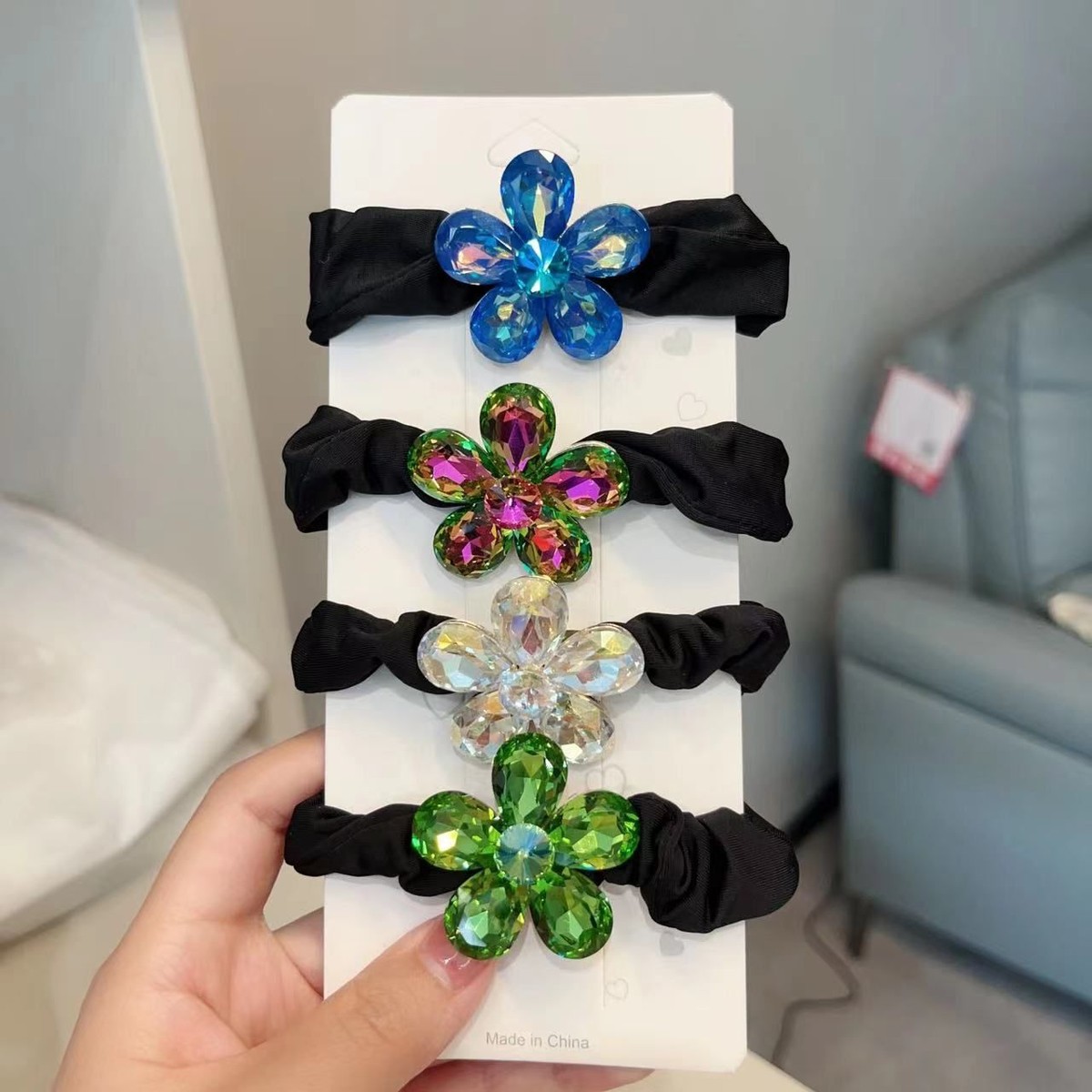 Rhinestone Alloy Rubber Band - Elegant Elastic Hairties 