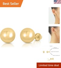 14k Yellow Gold Ball Stud Earrings with Secure Screw-backs